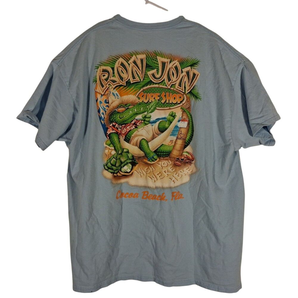 Ron Jon Surf Shop tshirt mens 2XL XXL blue gator graphic tee cocoa beach FL